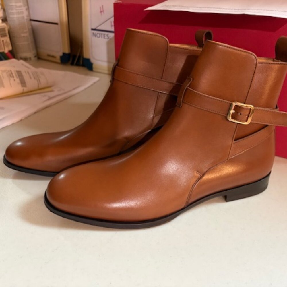Women's Italian Leather Boots Size 11.5 in Cognac